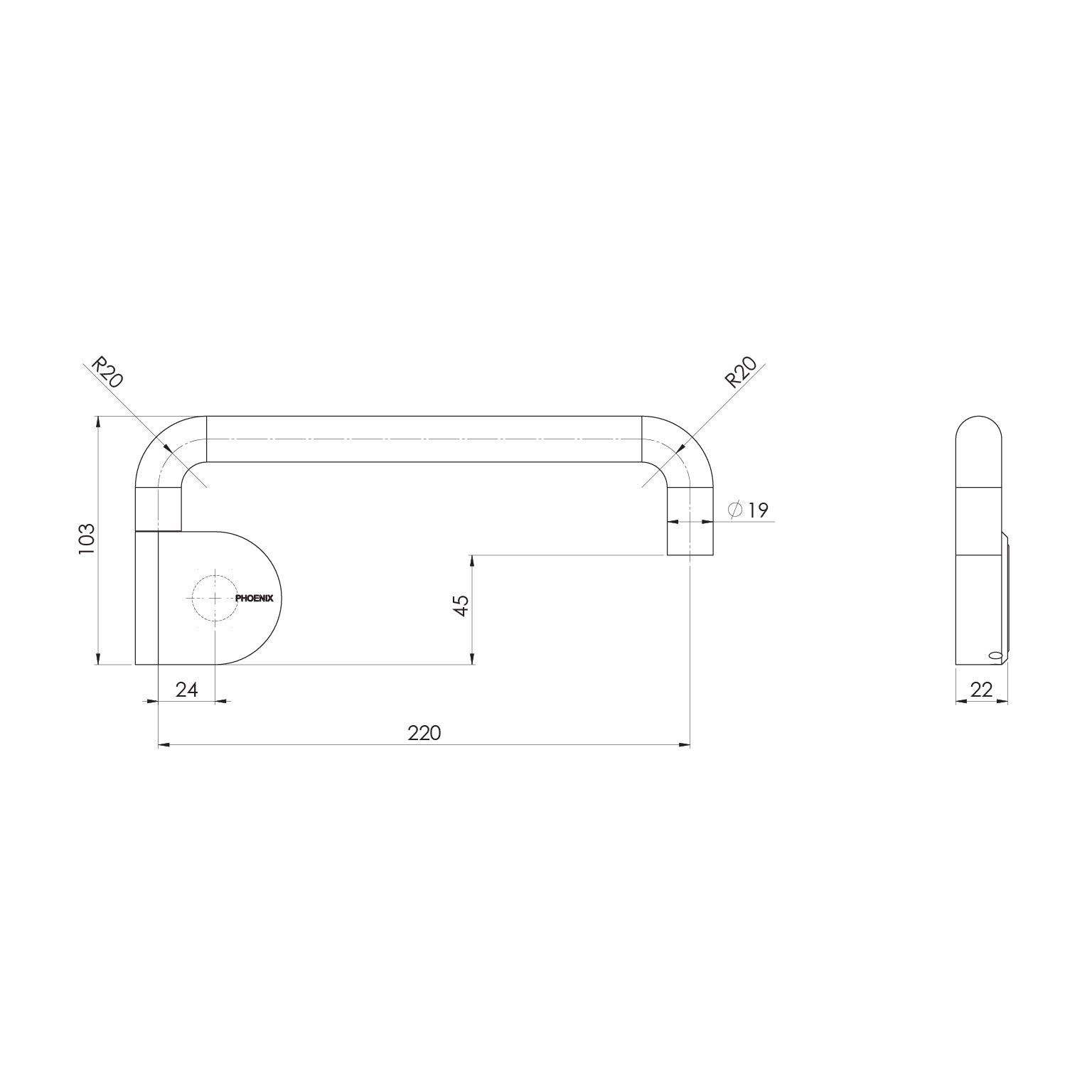 Phoenix Designer Swivel Bath Outlet 230mm Round Gun Metal