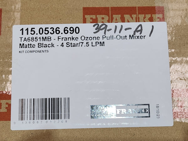 Franke Ozone TA6851MB Pull Out Matte Black Tap