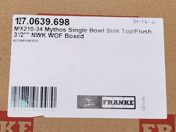 Franke Mythos MYX210-34 Single Bowl Sink