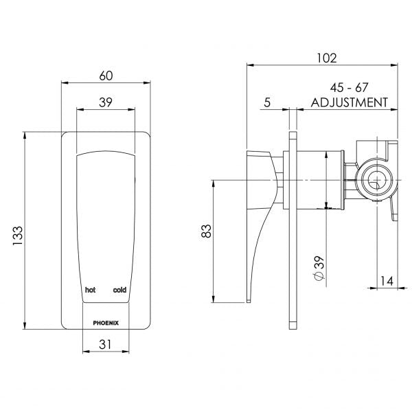 Phoenix Argo Shower / Wall Mixer Chrome
