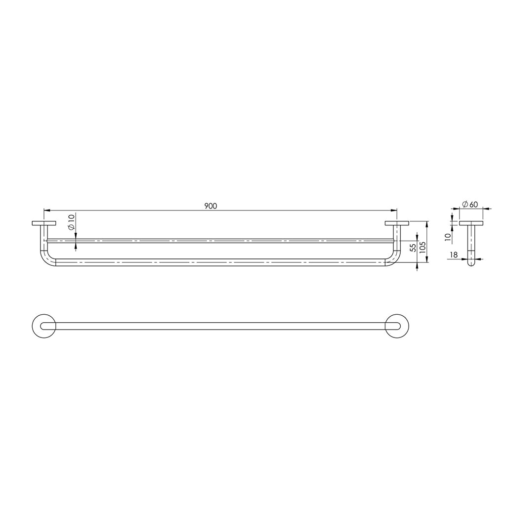 Phoenix Festival Double Towel Rail 900mm