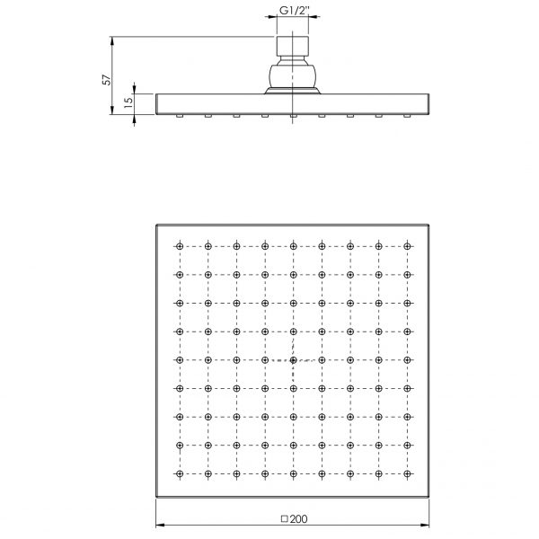 Phoenix Lexi Shower Rose 200mm Square Gunmetal