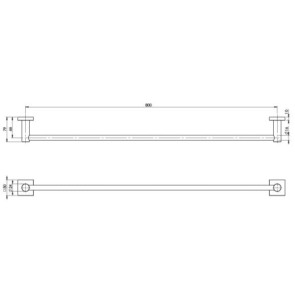 Phoenix Radii Single Towel Rail 800mm Gunmetal