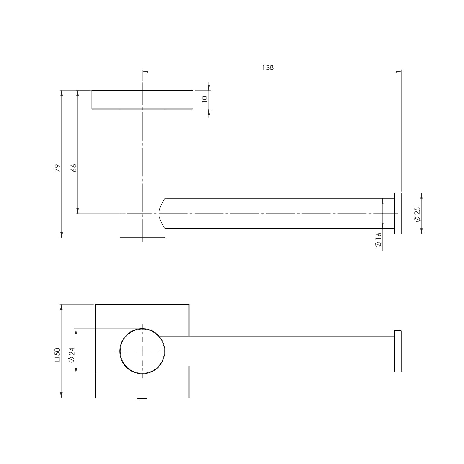 Phoenix Radii Toilet Roll Holder Square Plate Gun Metal