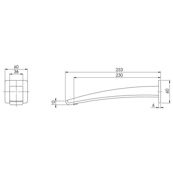Phoenix Rush Wall Basin Outlet 230mm Chrome