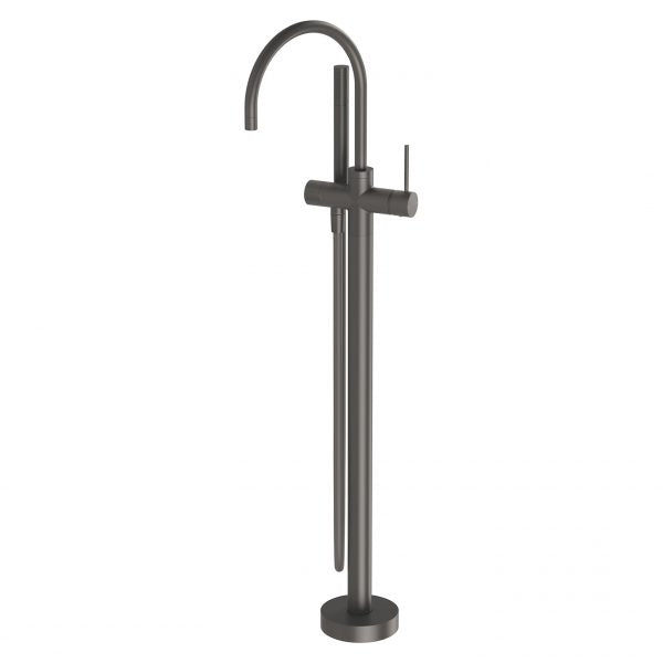 Phoenix Vivid Slimline Floor Mounted Bath Mixer with Hand Shower Gun Metal