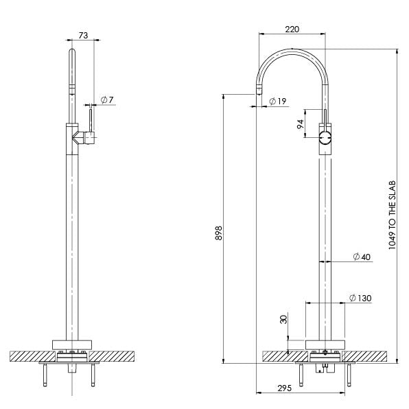 Phoenix Vivid Slimline Floor Mounted Bath Mixer Gun Metal