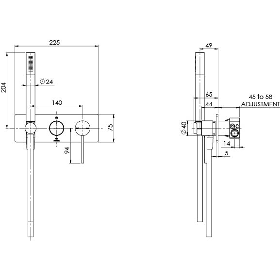 Phoenix Vivid Slimline Wall Shower System Gun Metal