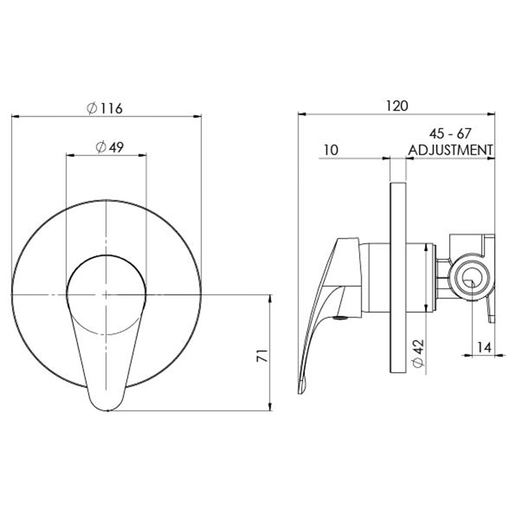 Phoenix Ivy Slimline Shower Wall Mixer