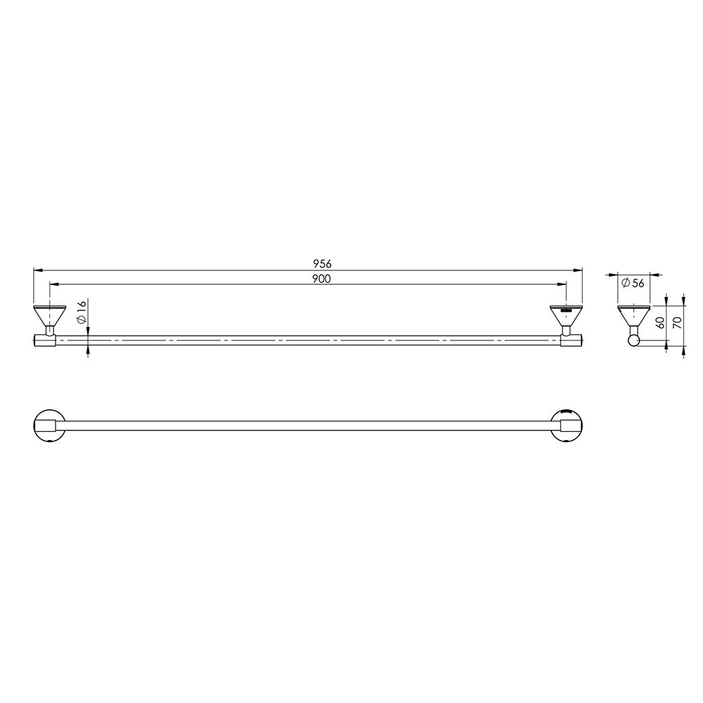 Phoenix Ivy Single Towel Rail 900mm